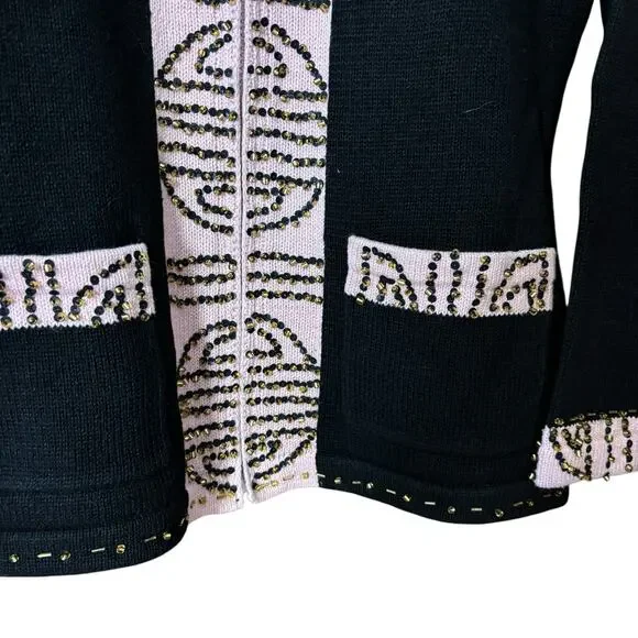 Storybook Knits Vintage Beaded Art Cardigan Jacket XS Cottagecore Boho Artwear - Picture 6 of 15